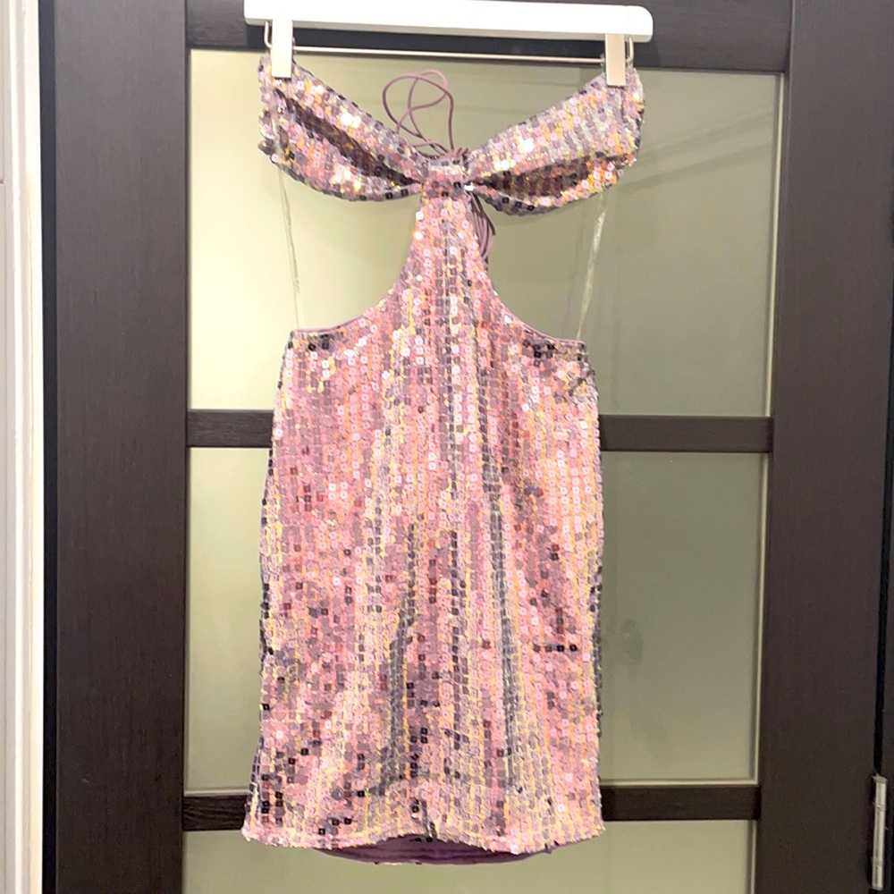 Purple sequin mini dress